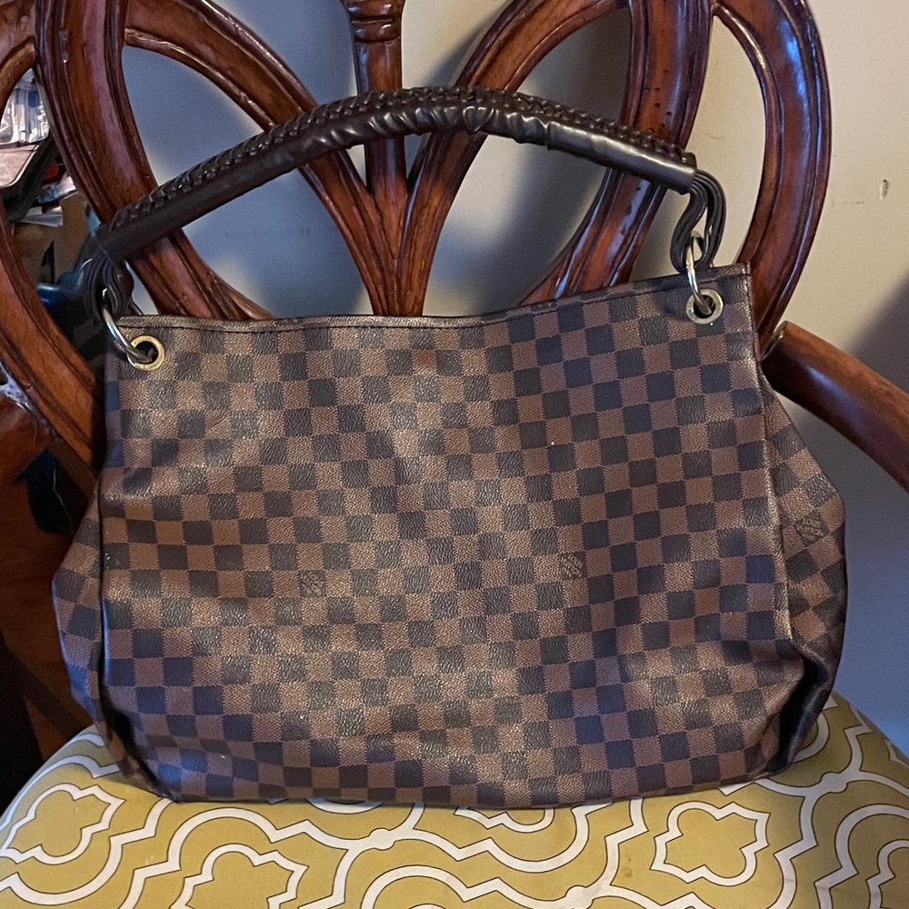 Checkered Brown Tote Bag